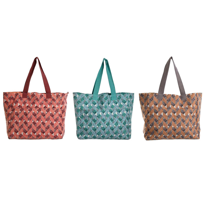 Geantă Damă Home ESPRIT Maro Turquoise Coral 55 x 14 x 35 cm (3 Unități)