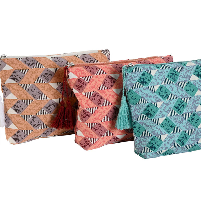 Trusă de Voiaj Home ESPRIT Maro Turquoise Coral 25 x 5 x 20 cm (3 Unități)