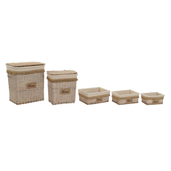 Set de Coșuri Home ESPRIT Maro Natural 47 x 35 x 56 cm (5 Piese)