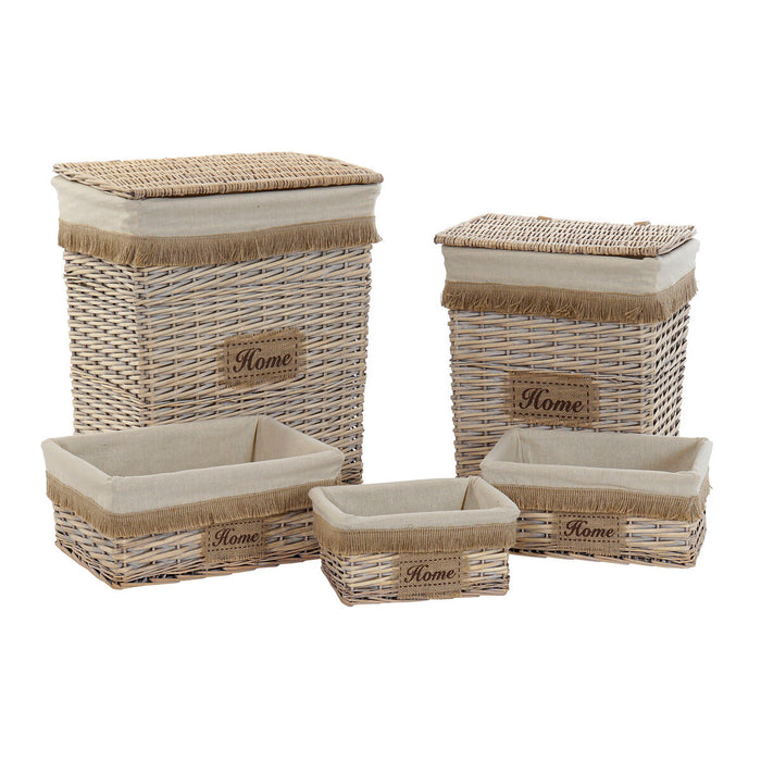 Set de Coșuri Home ESPRIT Maro Natural 47 x 35 x 56 cm (5 Piese)
