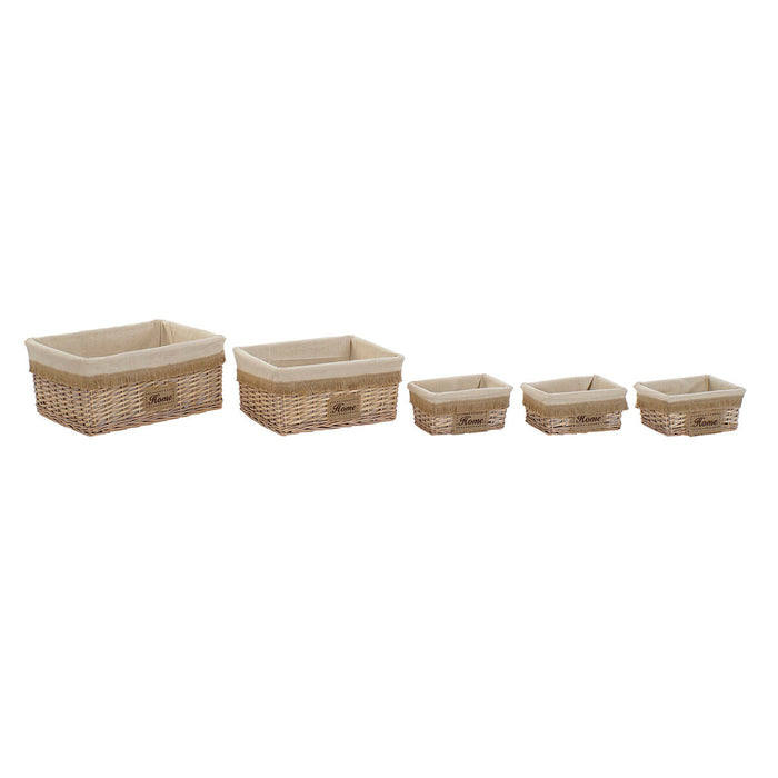 Set de Coșuri Home ESPRIT Maro Natural 48 x 40 x 22 cm (5 Piese)