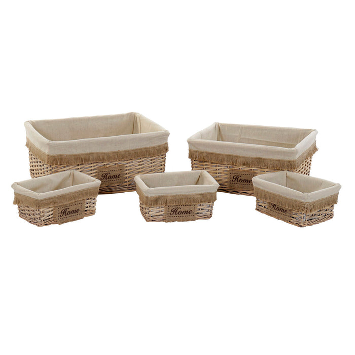 Set de Coșuri Home ESPRIT Maro Natural 48 x 40 x 22 cm (5 Piese)
