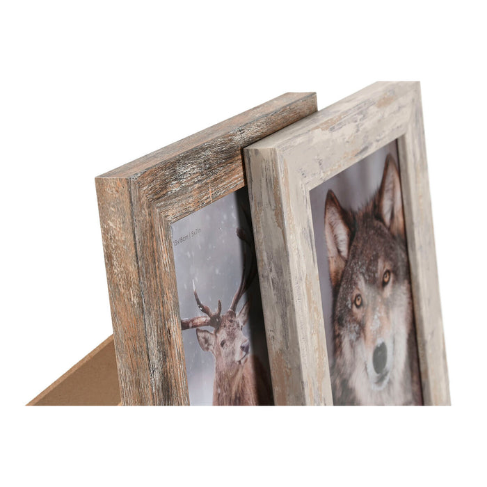 Ramă Foto Home ESPRIT Alb Natural Aluminiu Geam polistiren Scandi 16 x 2 x 22 cm (2 Unități)