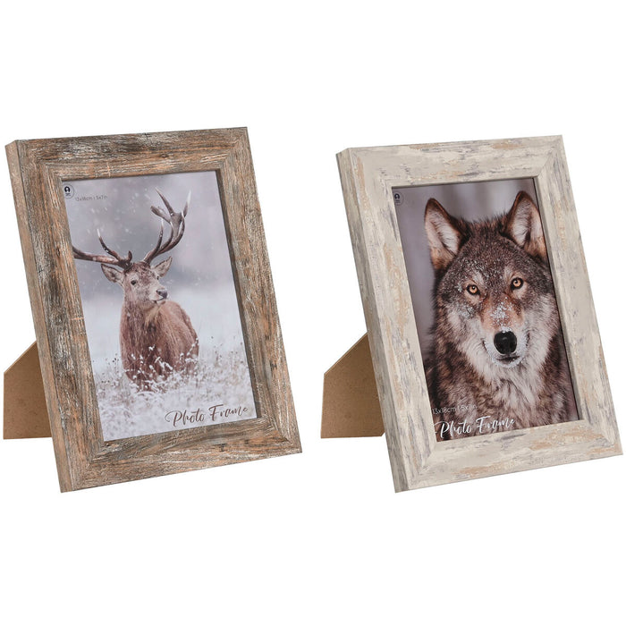 Ramă Foto Home ESPRIT Alb Natural Aluminiu Geam polistiren Scandi 16 x 2 x 22 cm (2 Unități)