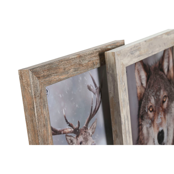 Ramă Foto Home ESPRIT Alb Natural Geam polistiren Scandinav 24,6 x 2 x 29,6 cm (2 Unități)