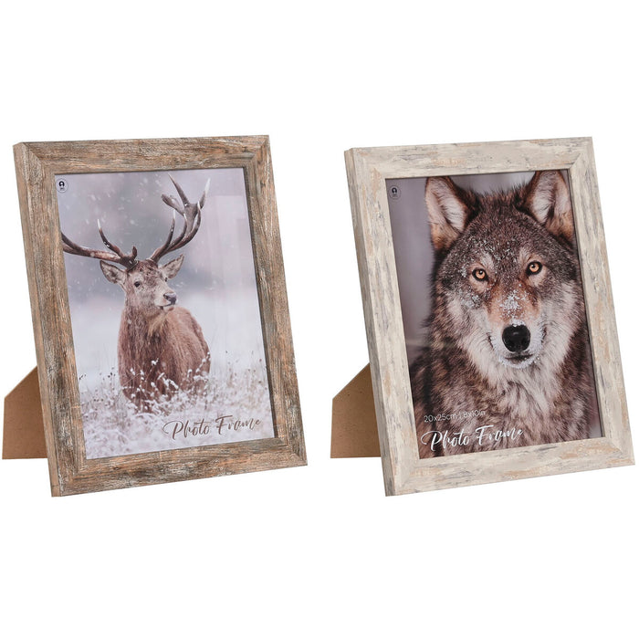Ramă Foto Home ESPRIT Alb Natural Geam polistiren Scandinav 24,6 x 2 x 29,6 cm (2 Unități)