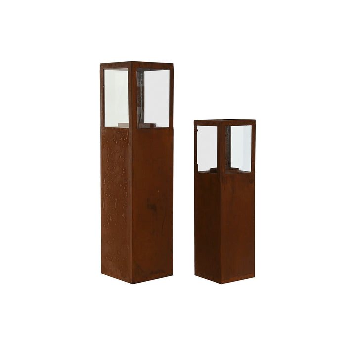 Set de Suporturi de Lumânări Home ESPRIT Metal Geam 18 x 18 x 74 cm (2 Unități)