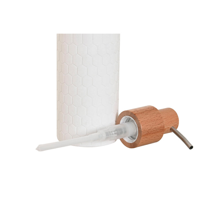 Dozator de Săpun Home ESPRIT Alb Natural Rășină Bambus 8 x 7 x 21 cm