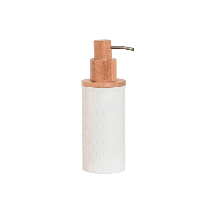 Dozator de Săpun Home ESPRIT Alb Natural Rășină Bambus 8 x 7 x 21 cm