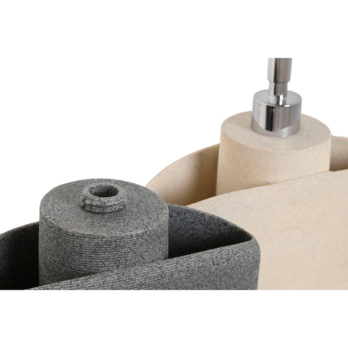 Dozator de Săpun Home ESPRIT Bej Gri Rășină 21 x 9 x 18 cm (2 Unități)