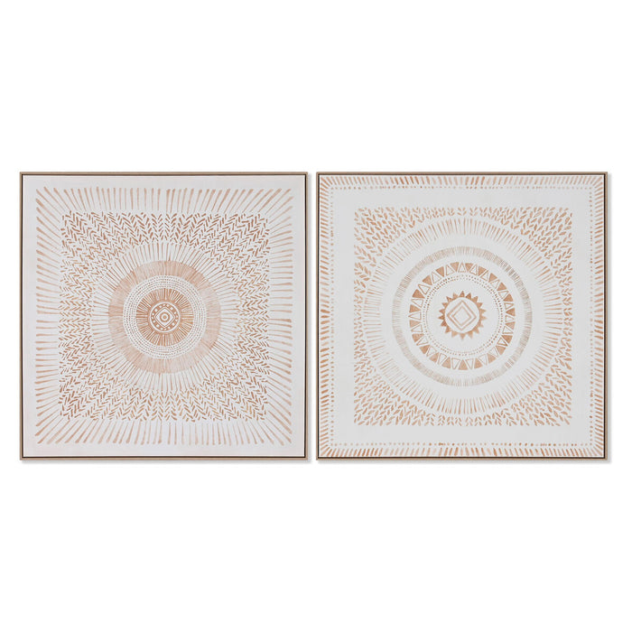 Tablou Home ESPRIT Mandala Scandinav 100 x 4 x 100 cm (2 Unități)