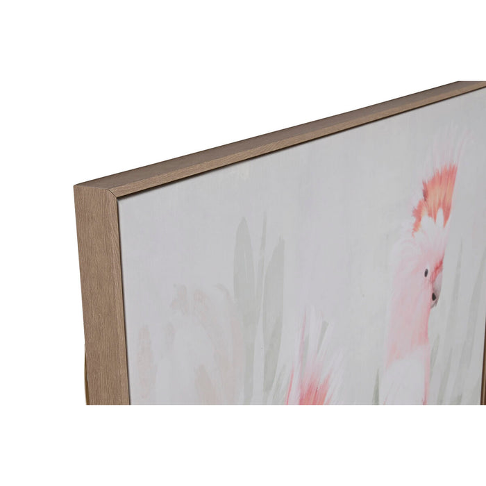 Tablou Home ESPRIT Papagal Tropical 100 x 4 x 140 cm (2 Unități)