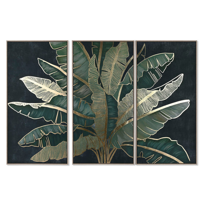 Set de 3 tablouri Home ESPRIT Palmieri Tropical 180 x 4 x 120 cm (3 Piese)
