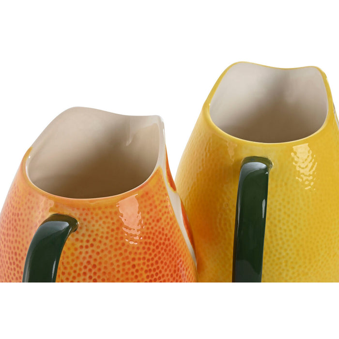 Carafă Home ESPRIT Gresie Modern Lămâie Portocaliu (2 Unități)