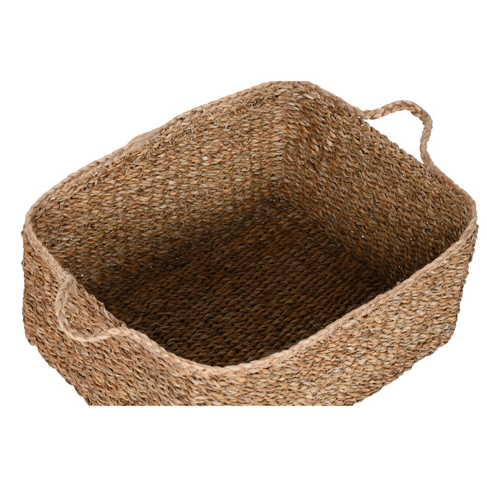 Set de Coșuri Home ESPRIT Natural Fibră naturală Boho 50 x 40 x 30 cm (3 Piese)