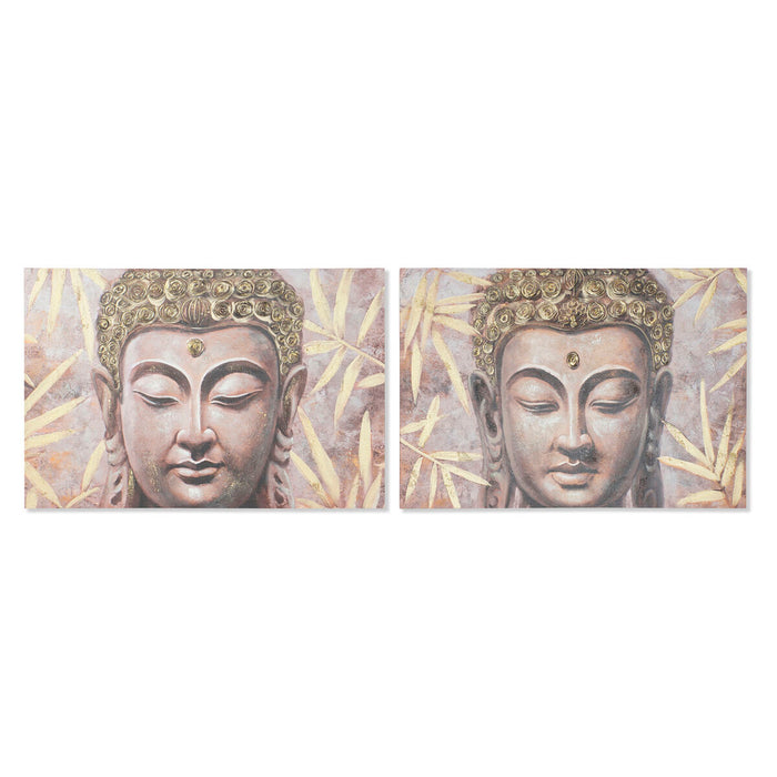 Tablou Home ESPRIT Buda Oriental 120 x 3 x 80 cm (2 Unități)