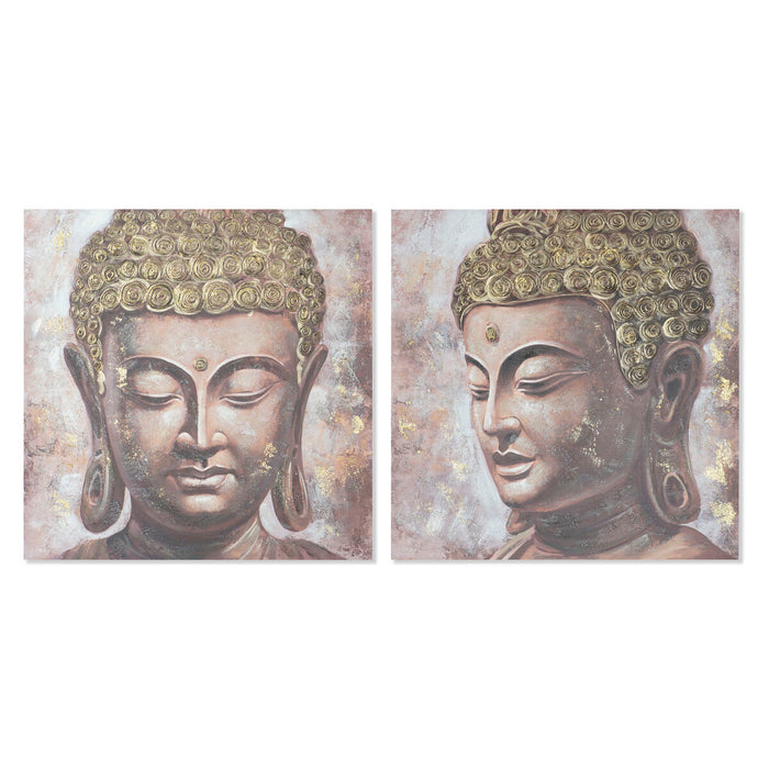 Tablou Home ESPRIT Buda Oriental 100 x 3 x 100 cm (2 Unități)