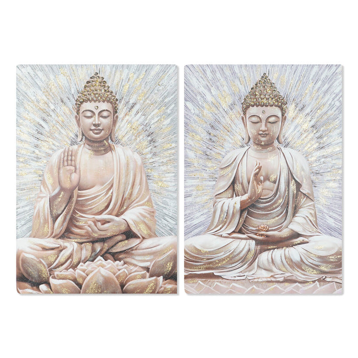 Tablou Home ESPRIT Buda Oriental 70 x 3 x 100 cm (2 Unități)