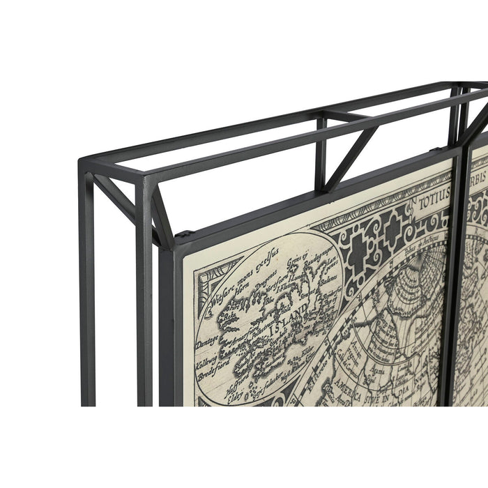 Set de 3 tablouri Home ESPRIT Alb Negru Harta Lumii 222 x 8 x 140 cm (3 Piese)