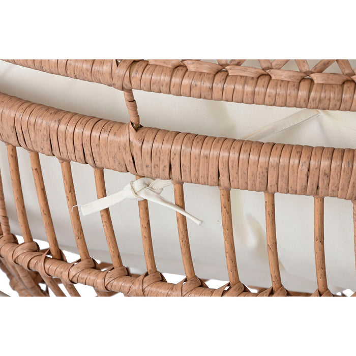 Set masă cu două scaune Home ESPRIT Alb Bej Gri Metal Geam ratan sintetic 55 x 55 x 47 cm