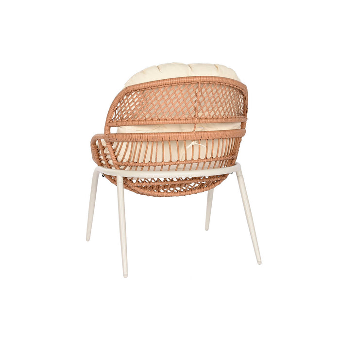 Set masă cu două scaune Home ESPRIT Alb Bej Gri Metal Geam ratan sintetic 55 x 55 x 47 cm