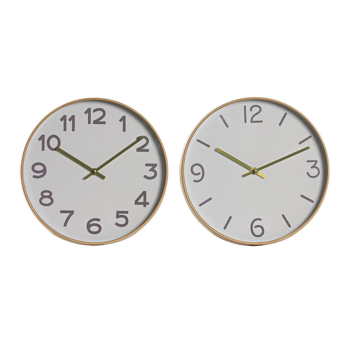 Ceas de Perete Home ESPRIT Alb Auriu* PVC 30 x 4 x 30 cm (2 Unități)