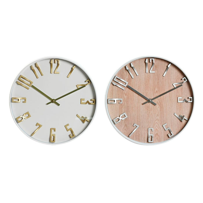 Ceas de Perete Home ESPRIT Alb Auriu* Argintiu PVC 30 x 4 x 30 cm (2 Unități)