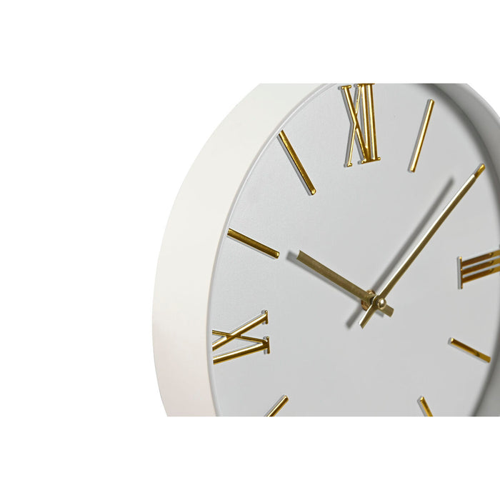 Ceas de Perete Home ESPRIT Alb Auriu* PVC 30 x 4 x 30 cm (2 Unități)