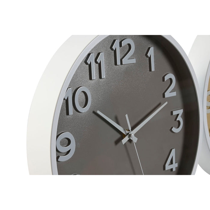 Ceas de Perete Home ESPRIT Albastru Alb Roz Muştar PVC 30 x 4 x 30 cm (3 Unități)