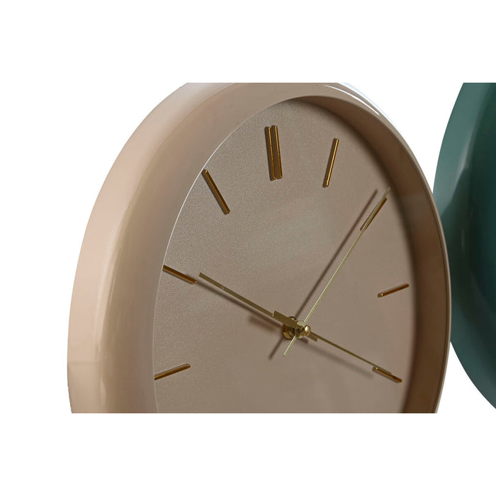 Ceas de Perete Home ESPRIT Verde Roz PVC Modern 30 x 4 x 30 cm (2 Unități)