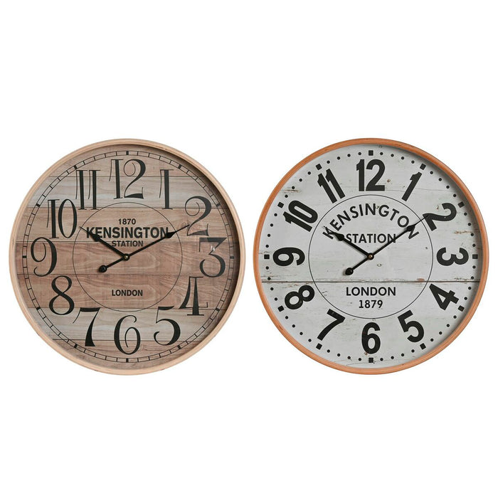 Ceas de Perete Home ESPRIT Kensington Alb Geam Lemn MDF 53 x 6 x 53 cm (2 Unități)