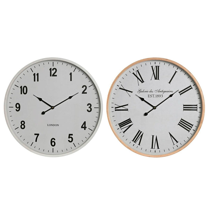 Ceas de Perete Home ESPRIT Alb Geam Lemn MDF 53 x 6 x 53 cm (2 Unități)