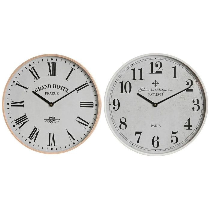 Ceas de Perete Home ESPRIT Alb Geam Lemn MDF 40 x 4,5 x 40 cm (2 Unități)