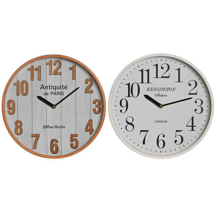 Ceas de Perete Home ESPRIT Alb Geam Lemn MDF 32 x 4,5 x 32 cm (2 Unități)