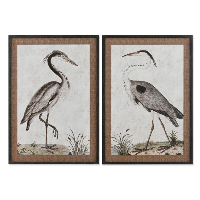 Tablou Home ESPRIT Pasăre Oriental 70 x 4 x 100 cm (2 Unități)