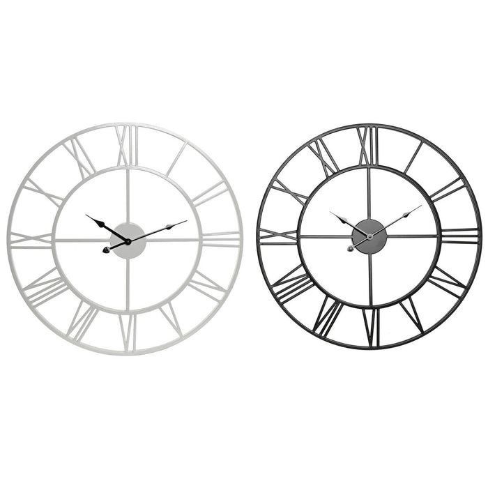 Ceas de Perete Home ESPRIT Alb Negru Metal 60 x 3 x 60 cm (2 Unități)