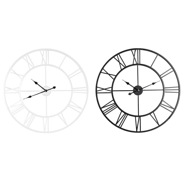 Ceas de Perete Home ESPRIT Alb Negru Metal 80 x 3 x 80 cm (2 Unități)