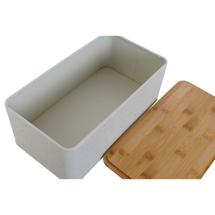 Coș pentru pâine Home ESPRIT Alb Bej Metal Salcâm 33 x 18 x 12 cm (2 Unități)