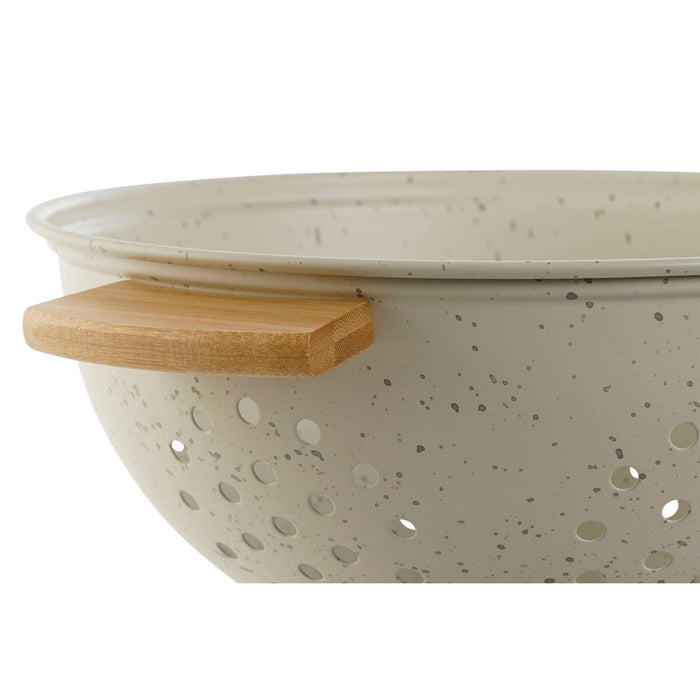 Drenor Home ESPRIT Alb Bej Bambus Oțel inoxidabil 30 x 24,5 x 14 cm (2 Unități)