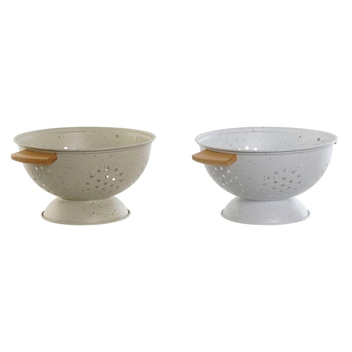 Drenor Home ESPRIT Alb Bej Bambus Oțel inoxidabil 30 x 24,5 x 14 cm (2 Unități)