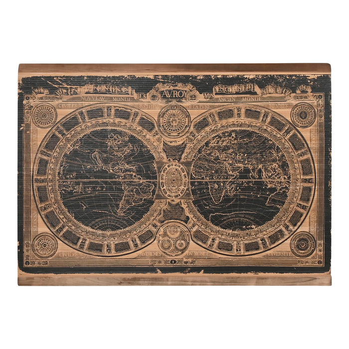 Decorațiune de Perete Home ESPRIT Negru Natural Harta Lumii 149 x 2 x 105 cm