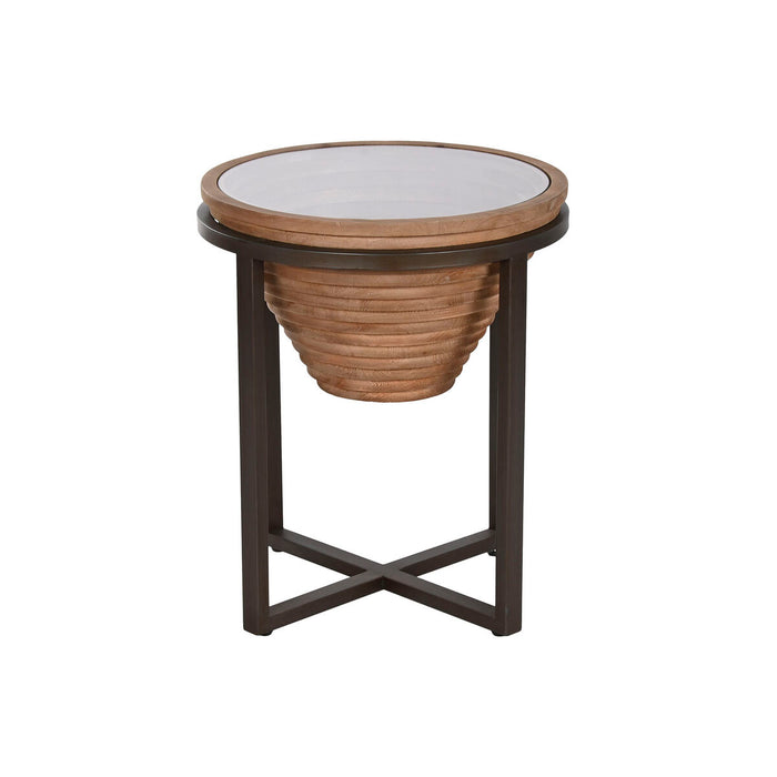 Masa laterală Home ESPRIT Negru Natural Geam Brad 46 x 46 x 55,5 cm