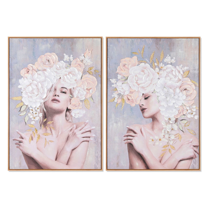 Tablou Home ESPRIT Květiny Modern 70 x 3,5 x 100 cm (2 Unități)