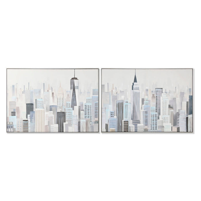 Tablou Home ESPRIT Oraș Loft 122,3 x 4,5 x 82,3 cm (2 Unități)