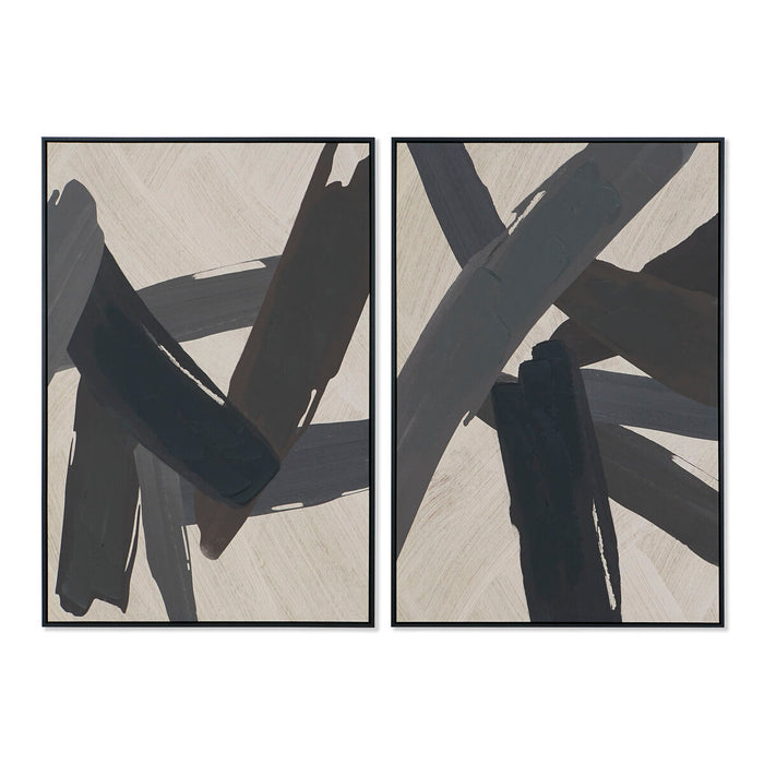 Tablou Home ESPRIT Maro Negru Bej Abstract Modern 83 x 4,5 x 123 cm (2 Unități)