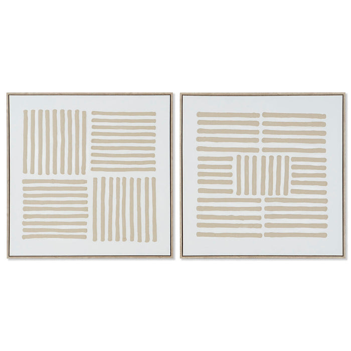 Tablou Home ESPRIT Alb Bej Scandinav 83 x 4,5 x 83 cm (2 Unități)