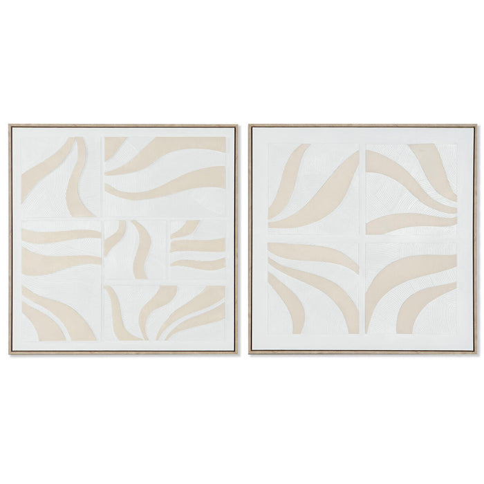 Tablou Home ESPRIT Alb Bej Abstract Scandinav 83 x 4,5 x 83 cm (2 Unități)