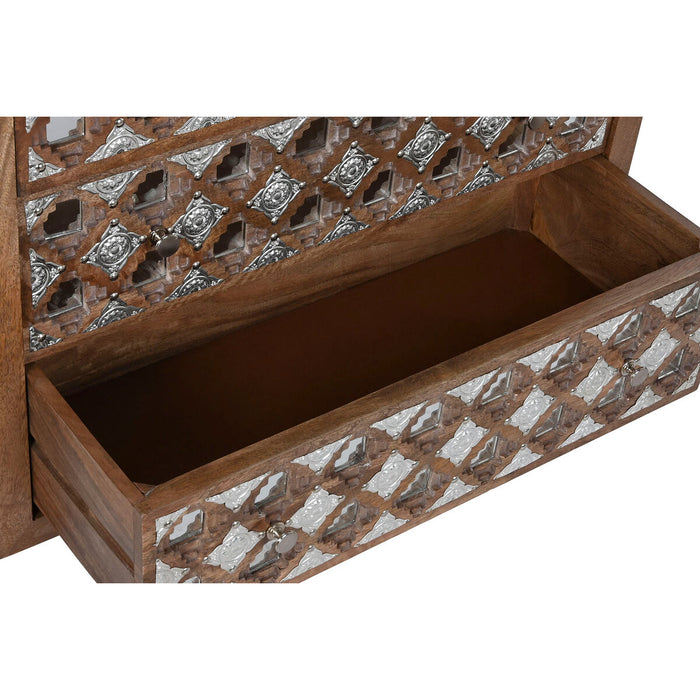 Comodă Home ESPRIT Maro Negru Argintiu Lemn de mango Oglindă Indian 80 x 38 x 80 cm