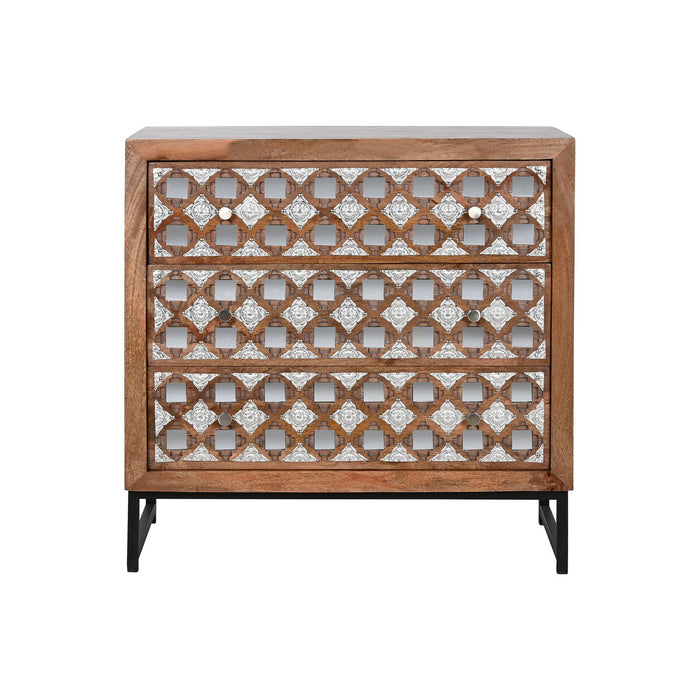 Comodă Home ESPRIT Maro Negru Argintiu Lemn de mango Oglindă Indian 80 x 38 x 80 cm