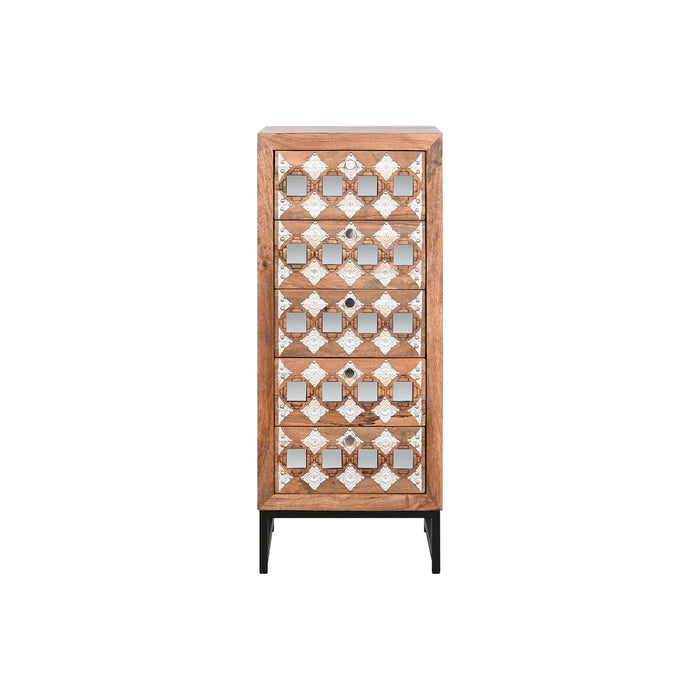 Dulap cu Sertare Home ESPRIT Maro Negru Argintiu Lemn de mango Oglindă Indian 45 x 35 x 105 cm
